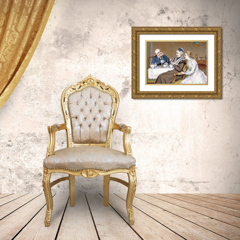 The Joy of Giving Gold Ornate Wood Framed Art Print with Double Matting by Palau, Albertina