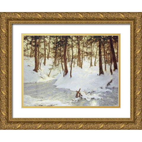 Ice In The Glen Gold Ornate Wood Framed Art Print with Double Matting by Palmer, Walter Launt