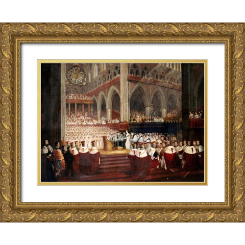 The Coronation of Queen Victoria Gold Ornate Wood Framed Art Print with Double Matting by Parris, Edmund Thomas