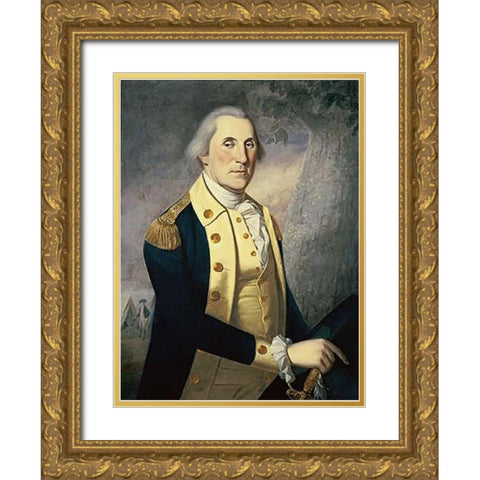 Portrait of George Washington Gold Ornate Wood Framed Art Print with Double Matting by Peale, James