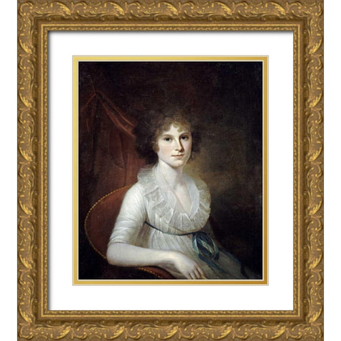 Portrait of Ann Emily Rush Gold Ornate Wood Framed Art Print with Double Matting by Peale, James