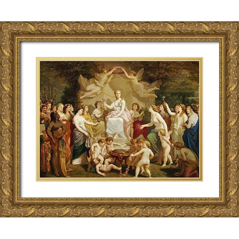 An Allegory of Spring Gold Ornate Wood Framed Art Print with Double Matting by Picou, Henri Pierre