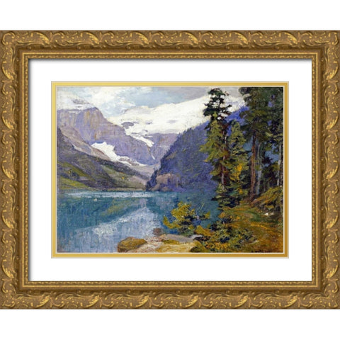 Lake Louise, British Columbia Gold Ornate Wood Framed Art Print with Double Matting by Potthast, Edward Henry