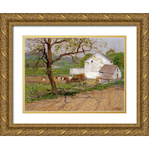 Summer Day Gold Ornate Wood Framed Art Print with Double Matting by Potthast, Edward Henry