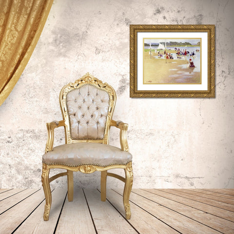 Bathers Gold Ornate Wood Framed Art Print with Double Matting by Potthast, Edward Henry