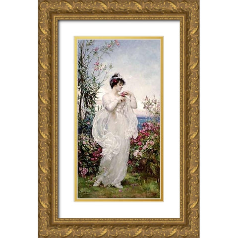 Summer Gold Ornate Wood Framed Art Print with Double Matting by Rae, Henrietta