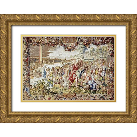 The Drowning of The Egyptians After The Crossing of The Red Sea Gold Ornate Wood Framed Art Print with Double Matting by Reydams, Heinrich