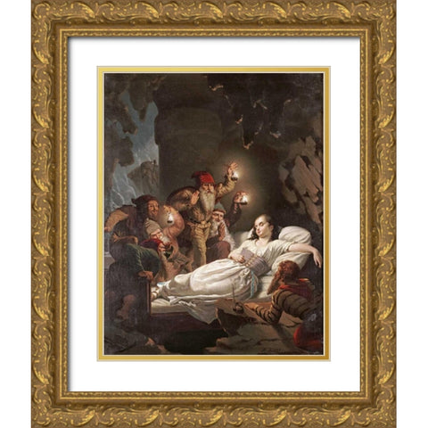 Snow White Gold Ornate Wood Framed Art Print with Double Matting by Risse, Roland