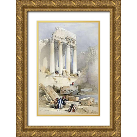 The Western Portico, Baalbec Gold Ornate Wood Framed Art Print with Double Matting by Roberts, David