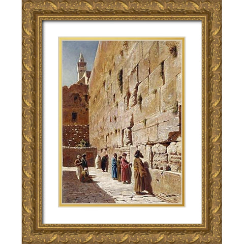 At The Wailing Wall Gold Ornate Wood Framed Art Print with Double Matting by Robertson, Charles