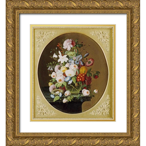 Natures Bounty II Gold Ornate Wood Framed Art Print with Double Matting by Roesen, Severin
