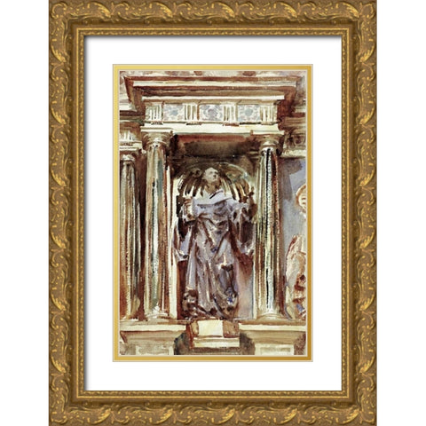 In a Church at Granada Gold Ornate Wood Framed Art Print with Double Matting by Sargent, John Singer
