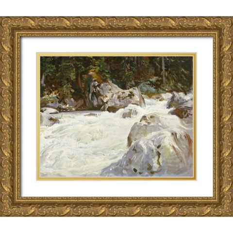 A Torrent in Norway Gold Ornate Wood Framed Art Print with Double Matting by Sargent, John Singer