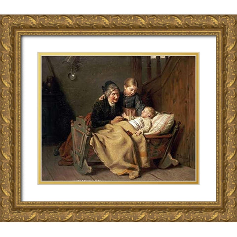 The Centre of Attention Gold Ornate Wood Framed Art Print with Double Matting by Schlesinger, Felix