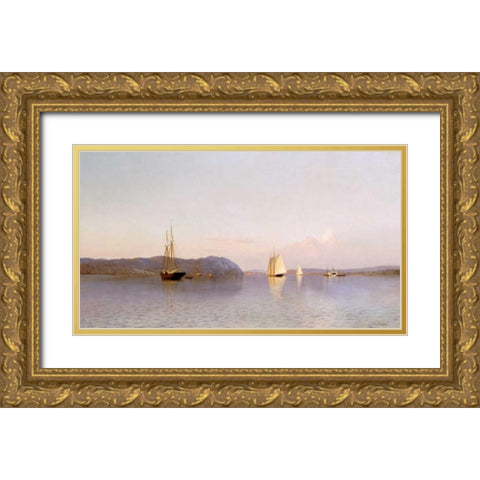 Late Afternoon, Haverstraw Bay Gold Ornate Wood Framed Art Print with Double Matting by Silva, Francis A.