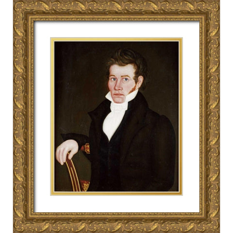 A Portrait of a Gentleman Gold Ornate Wood Framed Art Print with Double Matting by Smith, Royall Brewster