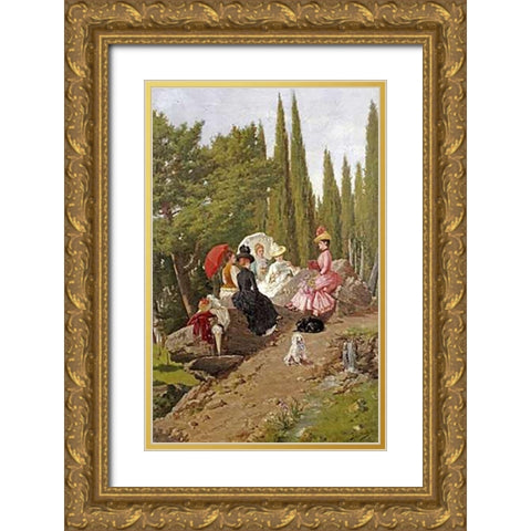 Summer Afternoon Gold Ornate Wood Framed Art Print with Double Matting by Spiridon, Ignace