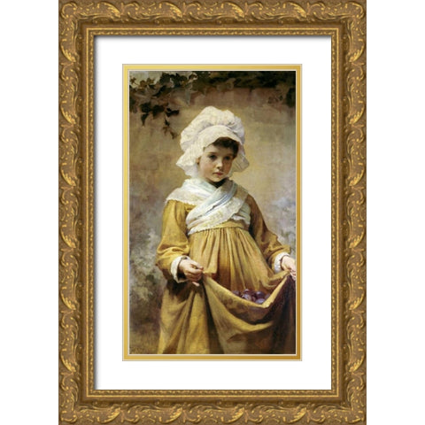 Gathering Plums Gold Ornate Wood Framed Art Print with Double Matting by Sutcliffe, Harriette