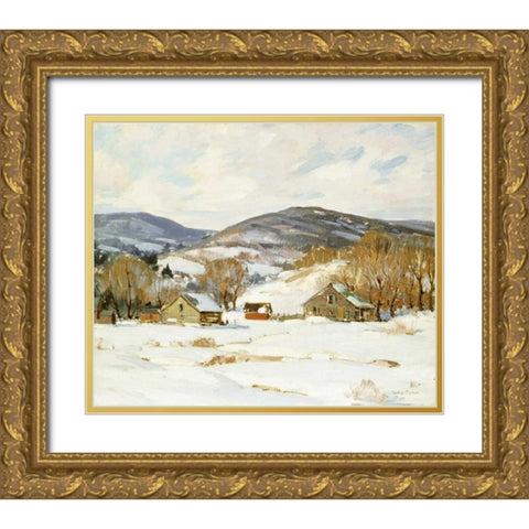 Early Snow Gold Ornate Wood Framed Art Print with Double Matting by Symons, George Gardiner