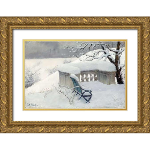Elbpark, Hamburg Gold Ornate Wood Framed Art Print with Double Matting by Thaulow, Fritz