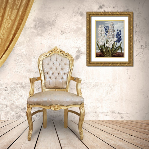 Hyacynths Gold Ornate Wood Framed Art Print with Double Matting by Thornton, Robert John