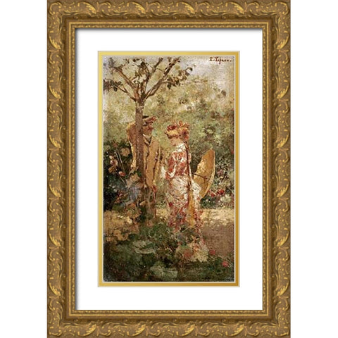 Lappuntamento Gold Ornate Wood Framed Art Print with Double Matting by Tofano, Edouardo