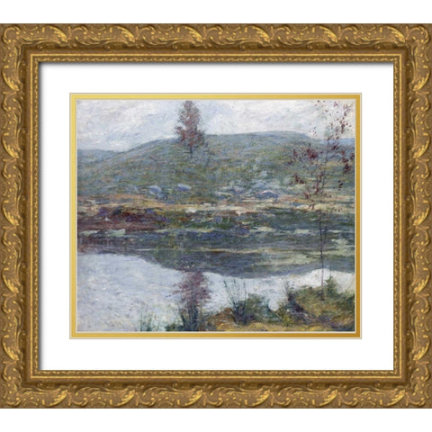 Autumn Mists Gold Ornate Wood Framed Art Print with Double Matting by Twachtman, John Henry