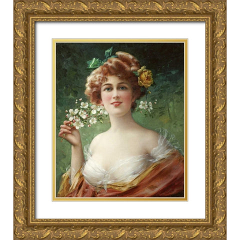 Blossoming Beauty Gold Ornate Wood Framed Art Print with Double Matting by Vernon, Emile