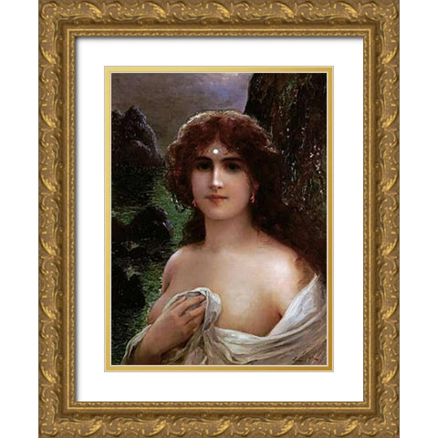 A Sea Nymph Gold Ornate Wood Framed Art Print with Double Matting by Vernon, Emile