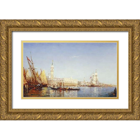 The Grand Canal, Venice Gold Ornate Wood Framed Art Print with Double Matting by Ziem, Felix Francois