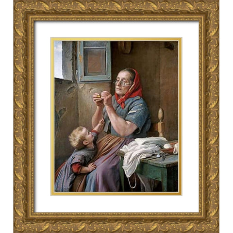 A Difficult Task Gold Ornate Wood Framed Art Print with Double Matting by Zingoni, Aurelio