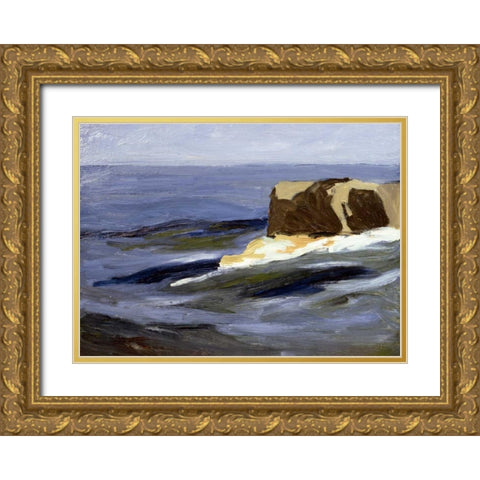 New England Seascape Gold Ornate Wood Framed Art Print with Double Matting by Abbott, Yarnall