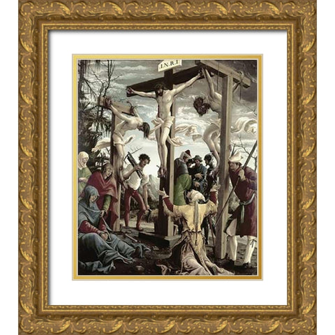 Crucifixion Gold Ornate Wood Framed Art Print with Double Matting by Altdorfer, Albrecht