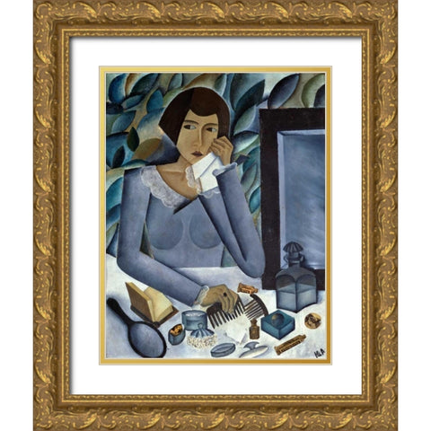 Womans Portrait Gold Ornate Wood Framed Art Print with Double Matting by Annenkov, Jurij Pavlovic