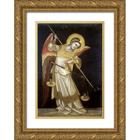 Archangel Michael II Gold Ornate Wood Framed Art Print with Double Matting by Di Arpo, Guariento