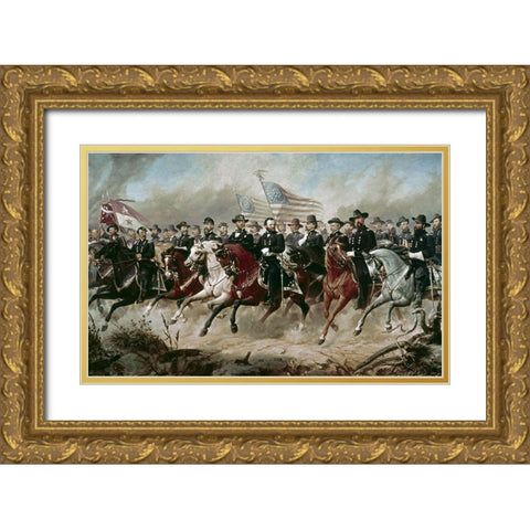 Grant and His Generals Gold Ornate Wood Framed Art Print with Double Matting by Balling, Peter Hansen