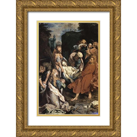 Museumist Entombed Gold Ornate Wood Framed Art Print with Double Matting by Barocci, Frederico