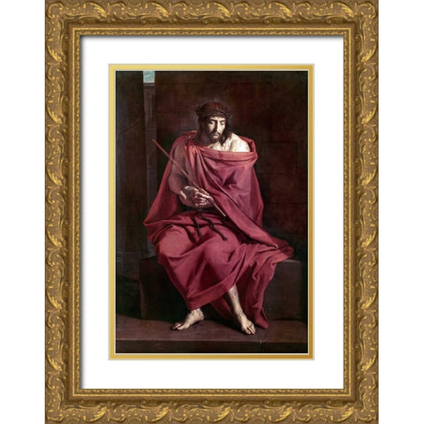 Ecce Homo Gold Ornate Wood Framed Art Print with Double Matting by Bartolommeo, Fra