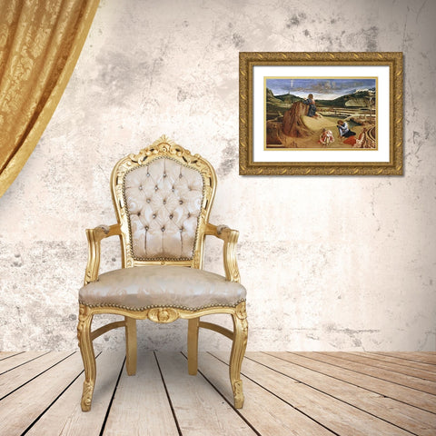 Agony In The Garden Gold Ornate Wood Framed Art Print with Double Matting by Bellini, Giovanni
