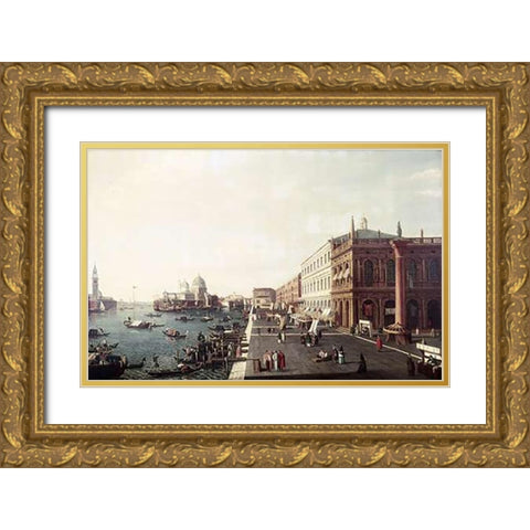 View of Molo In Venice #1 Gold Ornate Wood Framed Art Print with Double Matting by Bellotto, Bernardo