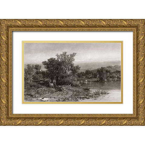 Housatonic Gold Ornate Wood Framed Art Print with Double Matting by Bellows, A.F.