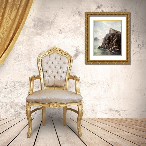 Ark at Rest Upon The Mountain of Ararat Gold Ornate Wood Framed Art Print with Double Matting by Bianchini, Vittorio