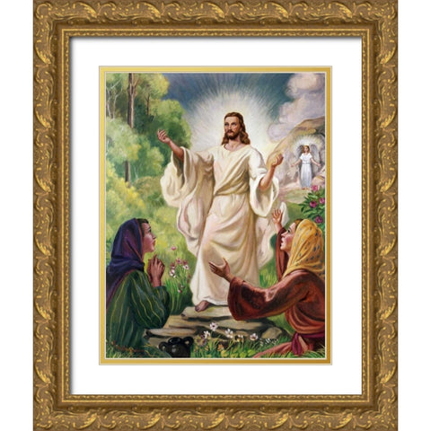 Jesus Has Risen Gold Ornate Wood Framed Art Print with Double Matting by Bianchini, Vittorio