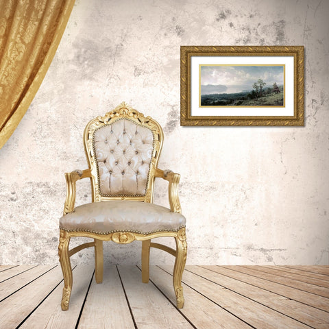 View of the Hudson Looking Across the Tappanzee Gold Ornate Wood Framed Art Print with Double Matting by Bierstadt, Albert