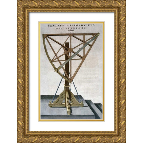 Sextant Gold Ornate Wood Framed Art Print with Double Matting by Blaeu, Joan