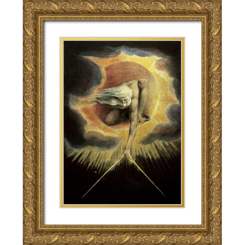 The Ancient of Days Gold Ornate Wood Framed Art Print with Double Matting by Blake, William