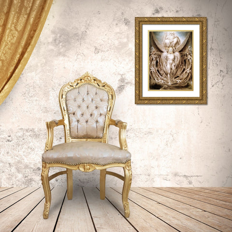 The Whirlwind : Ezekiels Vision Gold Ornate Wood Framed Art Print with Double Matting by Blake, William