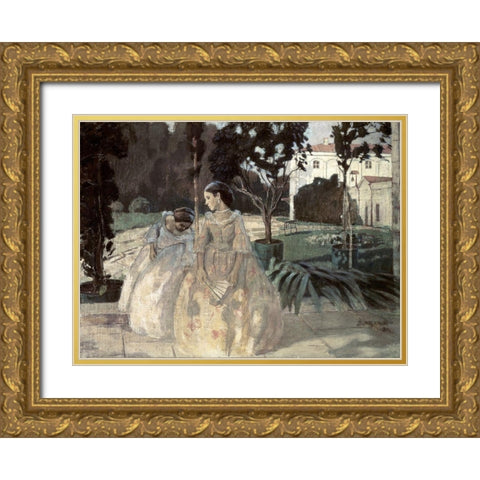 Gobelin Gold Ornate Wood Framed Art Print with Double Matting by Borisov-Musatov, Viktor E.