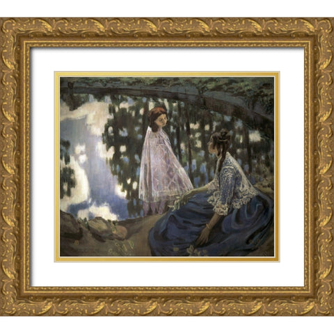 Pond Gold Ornate Wood Framed Art Print with Double Matting by Borisov-Musatov, Viktor E.