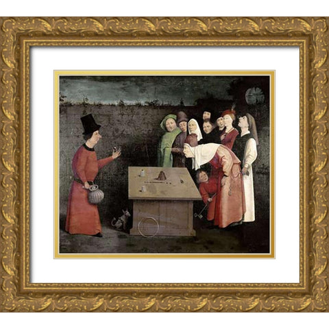 Conjuror Gold Ornate Wood Framed Art Print with Double Matting by Bosch, Hieronymus